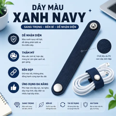 Combo 5 Dây ,10 dây buộc cáp bằng da, dây quấn dây cáp