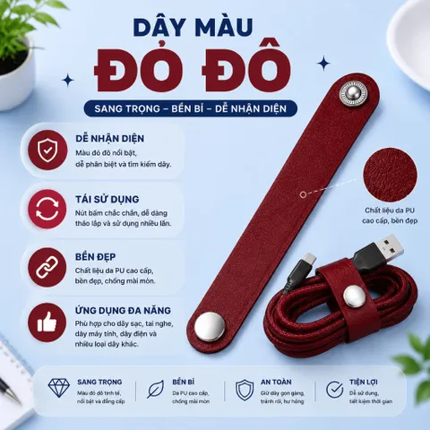Combo 5 Dây ,10 dây buộc cáp bằng da, dây quấn dây cáp