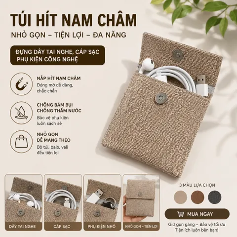 Túi Đựng Cáp Sạc , Tai Nghe , Trang Sức Nhỏ Gọn , Nắp Hít Nam Châm