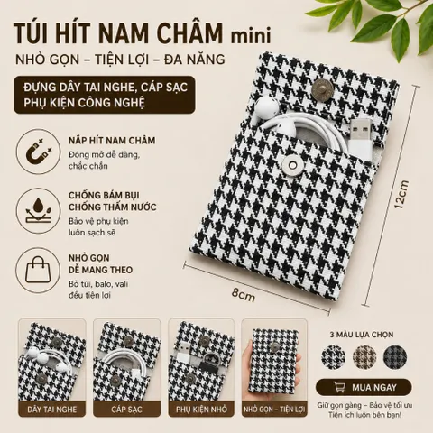 Túi Đựng Cáp Sạc , Tai Nghe , Trang Sức Nhỏ Gọn , Nắp Hít Nam Châm