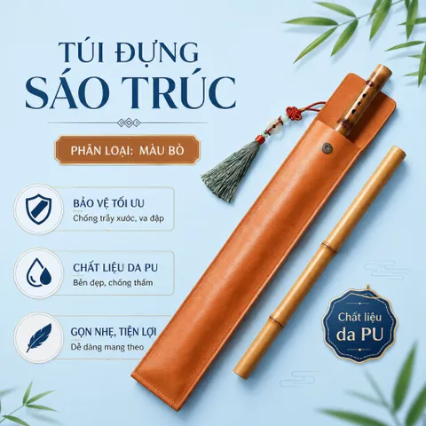 Túi Đựng Sáo Trúc Cao Cấp Da PU - Bao Da Sáo Trúc Chống Nước, Đa Dạng Màu Sắc, Kích Thước 50cm - 60cm