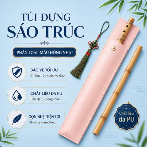 Túi Đựng Sáo Trúc Cao Cấp Da PU - Bao Da Sáo Trúc Chống Nước, Đa Dạng Màu Sắc, Kích Thước 50cm - 60cm