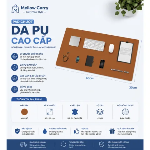 Tấm Thảm Lót Chuột Mellow Carry Kích Thước 30x60cm Phù Hợp Để Bàn Làm Việc , Văn Phòng