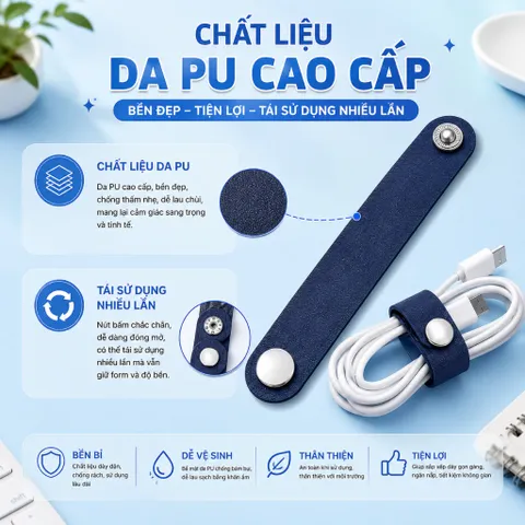 [ Bịch 50 Sợi ]  Dây Cuốn Cáp Sạc , Cuộn Dây Tai Nghe , Đi Dây Máy Tính , Dây Bấm Đa Năng , Chất Liệu Da Pu