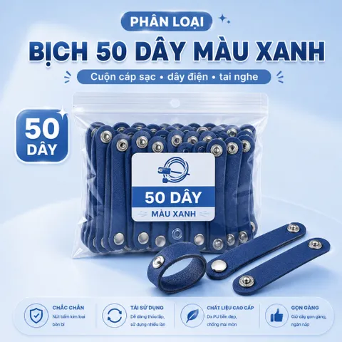 [ Bịch 50 Sợi ]  Dây Cuốn Cáp Sạc , Cuộn Dây Tai Nghe , Đi Dây Máy Tính , Dây Bấm Đa Năng , Chất Liệu Da Pu