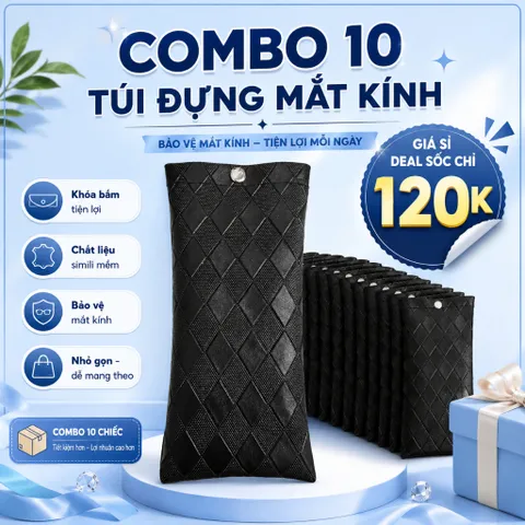 Giá Sỉ Combo 10 Túi Đựng Mắt Kính , Nút Bấm , Chất Liệu Da Pu