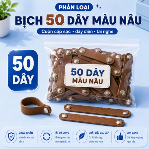 [ Bịch 50 Sợi ]  Dây Cuốn Cáp Sạc , Cuộn Dây Tai Nghe , Đi Dây Máy Tính , Dây Bấm Đa Năng , Chất Liệu Da Pu