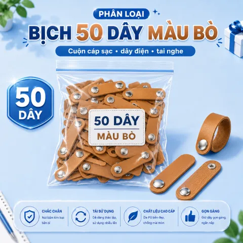 [ Bịch 50 Sợi ]  Dây Cuốn Cáp Sạc , Cuộn Dây Tai Nghe , Đi Dây Máy Tính , Dây Bấm Đa Năng , Chất Liệu Da Pu