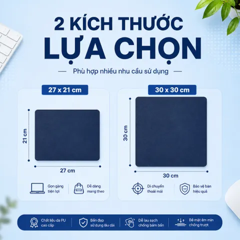 [ Buôn Sỉ ] Combo 10 Tấm Lót Chuột Da Pu 1.2mm , Kích Thước 27x21 Hoặc 30x30cm