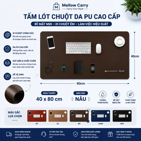 Tấm Lót Chuột Mellow Carry Da PU Kích Thước 40x80cm , Phù Hợp Để Bàn To