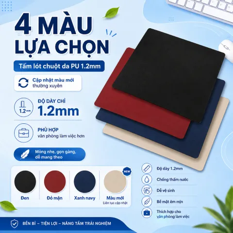 [ Buôn Sỉ ] Combo 10 Tấm Lót Chuột Da Pu 1.2mm , Kích Thước 27x21 Hoặc 30x30cm