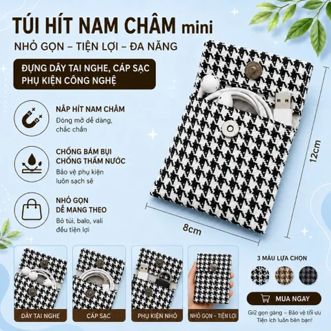 Combo 3 Túi Hít Nam Châm Mini Nhỏ Gọn Đựng Thẻ , Dây Tai Nghe , Cáp Sạc