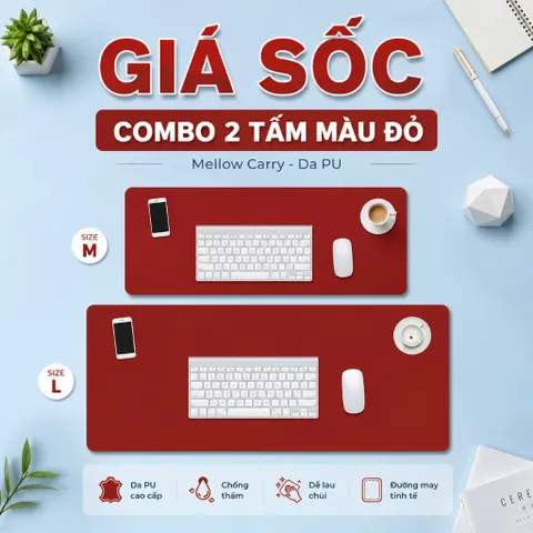 Combo Bộ 2 Tấm Lót Chuột Mellow Carry Kích Thước 30x60 Và 40x80cm , Chất Liệu Da PU
