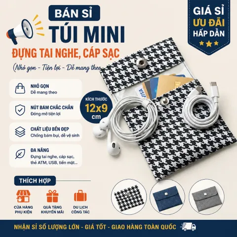 [ Giá Sỉ ] Combo 10 , 20 Cái Túi Mini Đựng Thẻ , Đựng Tai Nghe , Cáp Sạc - Nhỏ Gọn Thời Trang