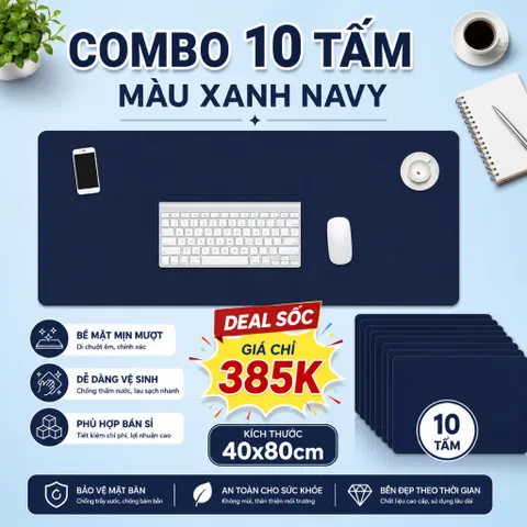 Giá Sỉ - 10 Tấm Lót Chuột Bàn Phím Size 40x80cm , Chất Liệu Da Pu , Chống Nước Dày 1.2mm