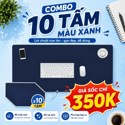 Deal Sỉ - Combo 10 Tấm Lót Chuột Chơi Games , Trải Bàn Làm Việc Kích Thước 30x60cm , Chất Liệu Da Pu , Dày 1.2mm