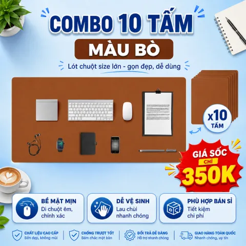 Deal Sỉ - Combo 10 Tấm Lót Chuột Chơi Games , Trải Bàn Làm Việc Kích Thước 30x60cm , Chất Liệu Da Pu , Dày 1.2mm