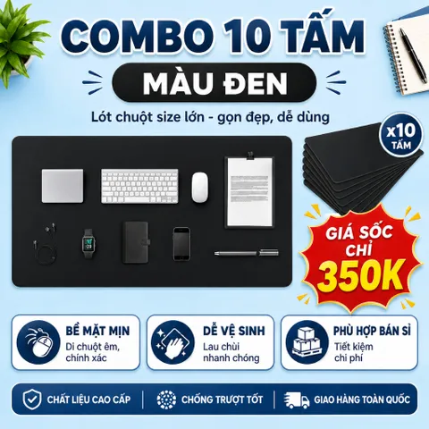 Deal Sỉ - Combo 10 Tấm Lót Chuột Chơi Games , Trải Bàn Làm Việc Kích Thước 30x60cm , Chất Liệu Da Pu , Dày 1.2mm
