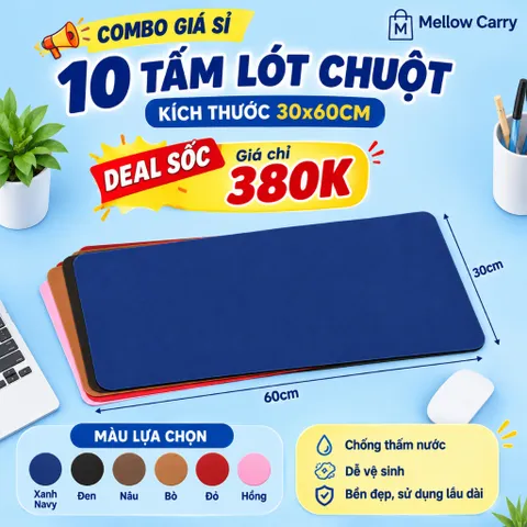 [ Deal Sỉ ]  Combo 10 Tấm Lót Chuột Để Bàn , Trải Bàn Làm Việc , Kích Thước 30x60cm , Chất Liệu Da Pu