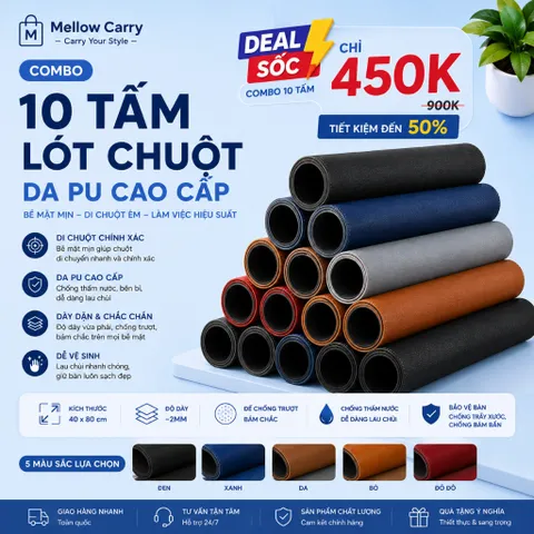 Giá Sỉ Combo 10 Tấm Lót Chuột Da PU 40x80cm Cao Cấp, Desk Pad Lót Bàn Làm Việc Chống Thấm Nước