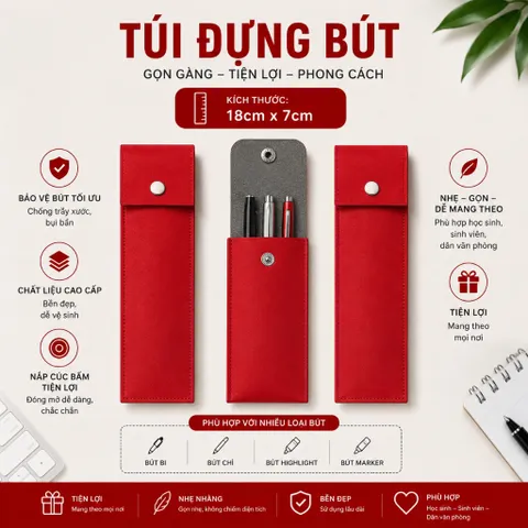 Giá Sỉ 10 Cái Túi Đựng Bút Nắp Nút Bấm Nhiều Màu Lựa Chọn