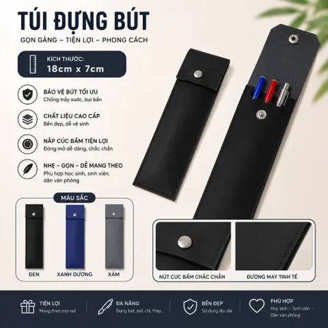 Giá Sỉ 10 Cái Túi Đựng Bút Nắp Nút Bấm Nhiều Màu Lựa Chọn