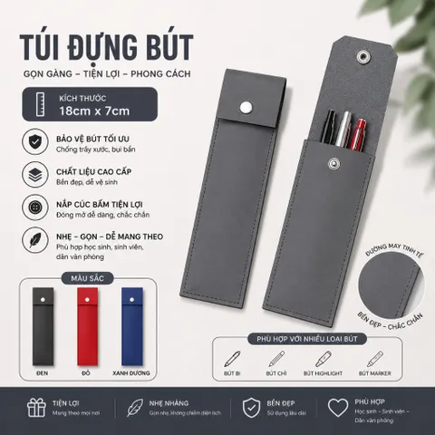 Giá Sỉ 10 Cái Túi Đựng Bút Nắp Nút Bấm Nhiều Màu Lựa Chọn