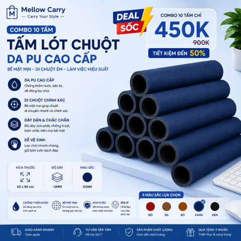 Giá Sỉ Combo 10 Tấm Lót Chuột Da PU 40x80cm Cao Cấp, Desk Pad Lót Bàn Làm Việc Chống Thấm Nước