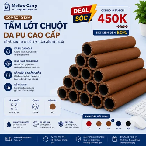 Giá Sỉ Combo 10 Tấm Lót Chuột Da PU 40x80cm Cao Cấp, Desk Pad Lót Bàn Làm Việc Chống Thấm Nước