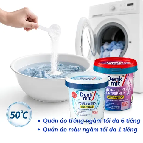 Bột Tẩy Trắng Quần Áo Denkmit Oxi Power - Giải Pháp Tẩy Vết Bẩn và Khử Mùi Hiệu Quả, Hộp 750gr Đức