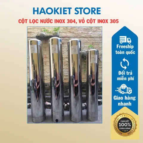 Bộ vỏ cột lọc nước Inox 304 - Cột lọc nước inox 1054 (Hàng nhập khẩu không mối hàng)
