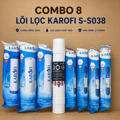 Combo 8 Lõi Lọc Nước Karofi (Gồm 123 Smax Duo - Ro - T33-Gac, Mineral, Far infrared, Nano Silver)