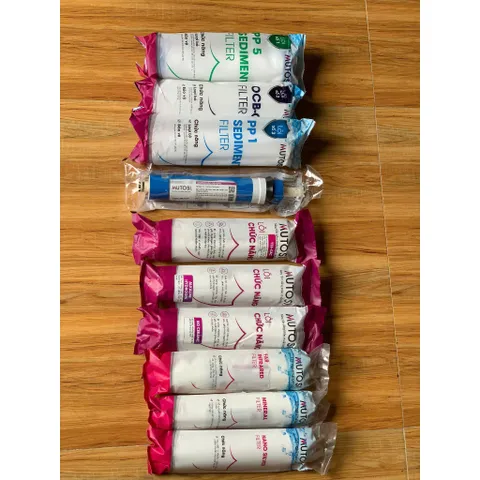 Combo 10 Lõi Lọc Mutosi lõi 123 vặn ren (123 rời, Ro50, T33 + Mineral + Bio + Alkaline + Far + Nano)