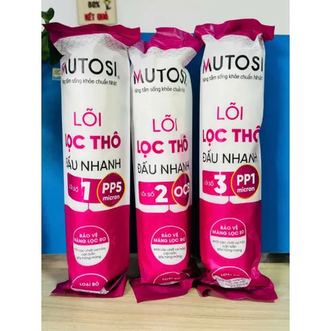 Bộ 8 lõi lọc nước Mutosi đúc liền dùng cho máy lọc nước Mutosi và các hãng khác. (Tặng dây cút nối)