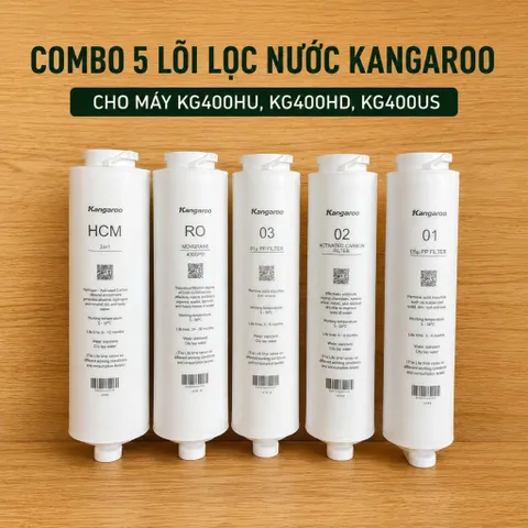 Trọn Bộ 5 Lõi Dành Cho Máy Kangaroo Kg400hu, Combo Lõi Lọc Nước Cho Máy Lọc Nước Hydrogen Kangaroo.