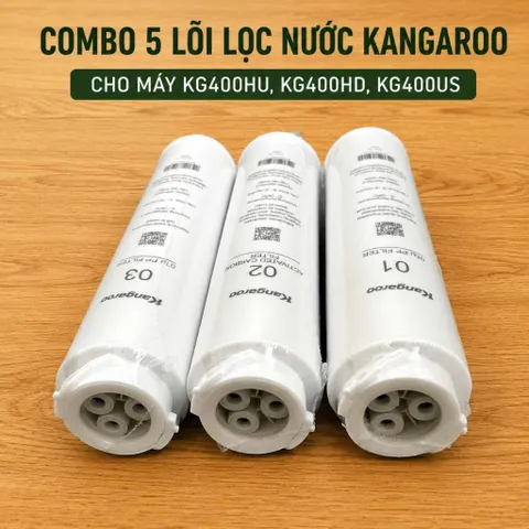 Trọn Bộ 5 Lõi Dành Cho Máy Kangaroo Kg400hu, Combo Lõi Lọc Nước Cho Máy Lọc Nước Hydrogen Kangaroo.