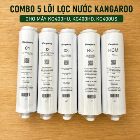 Trọn Bộ 5 Lõi Dành Cho Máy Kangaroo Kg400hu, Combo Lõi Lọc Nước Cho Máy Lọc Nước Hydrogen Kangaroo.