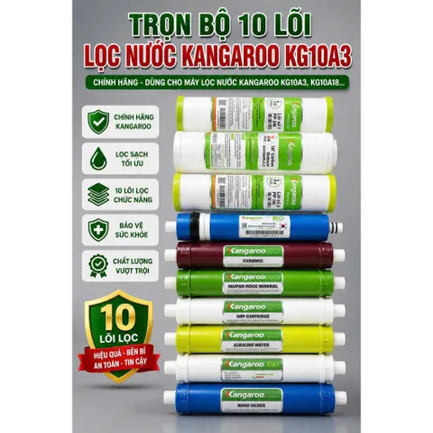 Trọn Bộ 10 Lõi Lọc Nước Kangaroo Kg10a3 Chính Hãng - Dùng Cho Máy Lọc Nước Kangaroo Kg10a3, Kg10a18…