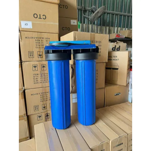 Bộ 2 cốc béo 20inch lắp sẵn Pat Inox kết nối ren Φ34 - Bộ 2 cốc lọc lọc nước đầu nguồn sinh hoạt.