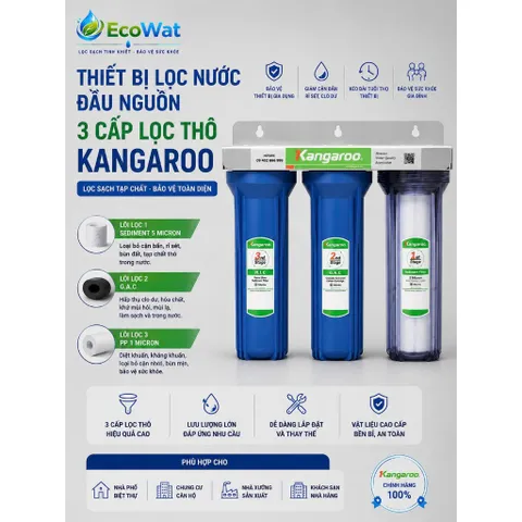Thiết bị lọc nước Ro Kangaroo 3 lõi lọc thô 10inch (kèm phụ kiện) 805266