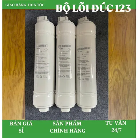 Bộ lõi lọc nước 123 đúc liền khối - Tặng kèm co cút.