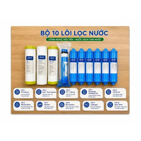Bộ Lõi Lọc Nước Sanaky Từ 1-10- Hàng Chính Hãng - Dùng Thay Cho Máy Lọc Ro