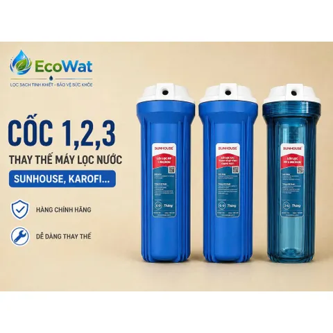Cốc 1.2.3 Thay Thế Cho Máy Lọc Nước Sunhouse, Kangaroo, Karofi Và Các Hãng Khác - Hàng Chính Hãng