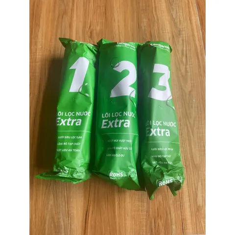 Bộ 3 lõi lọc nước dùng Kangaroo Eco 123 dùng cho máy lọc nước có 3 cốc lọc 10inch (Mẫu mới 2024) 805329