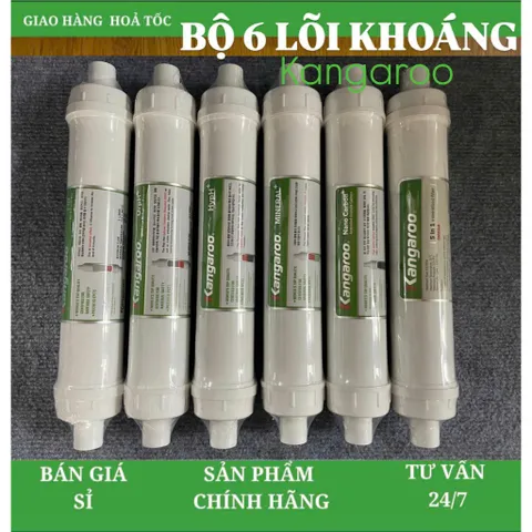 Combo bộ 6 lõi tạo khoáng Kangaroo - Tạo độ kiềm cho nước, cân bằng PH (Hàng chính hãng) 805352