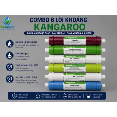 Combo 10 Lõi Lọc Nước Kangaroo đúc liền nối nhanh Từ 1 - 10. Tăng kèm co cút