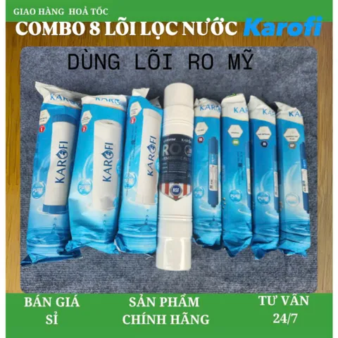 Trọn Bộ 8 lõi lọc nước Karofi chính hãng dùng Lõi RO Mỹ cho máy lọc nước Karofi KT-KS80, KT-K8I...