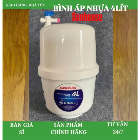 Bình áp nhựa 4L Sunhouse - Dùng cho các máy sử dụng bình áp nhỏ 4 lít kèm van chống nổ. 805410