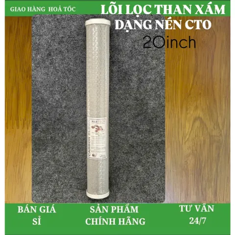Lõi lọc than xám dạng nén CTO 20 inch - Hàng nhập khẩu