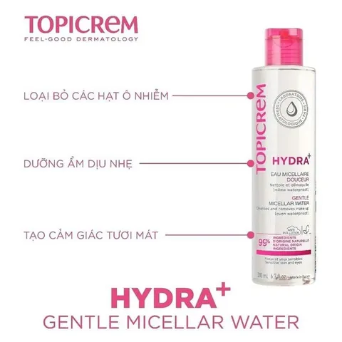 Nước Tẩy Trang Dịu nhẹ Topicrem Dành Cho Da Khô & Nhạy Cảm Hydra+ Gentle Micellar Water 200/400ml
